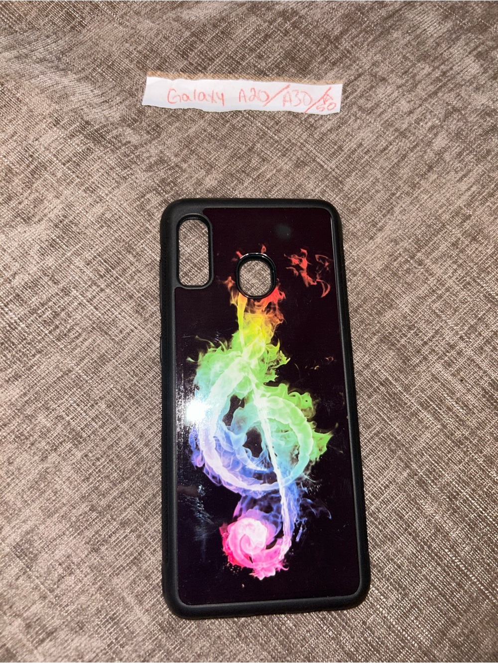 Samsung Galaxy A20/A30 Black Case with Rainbow Treble Clef Design